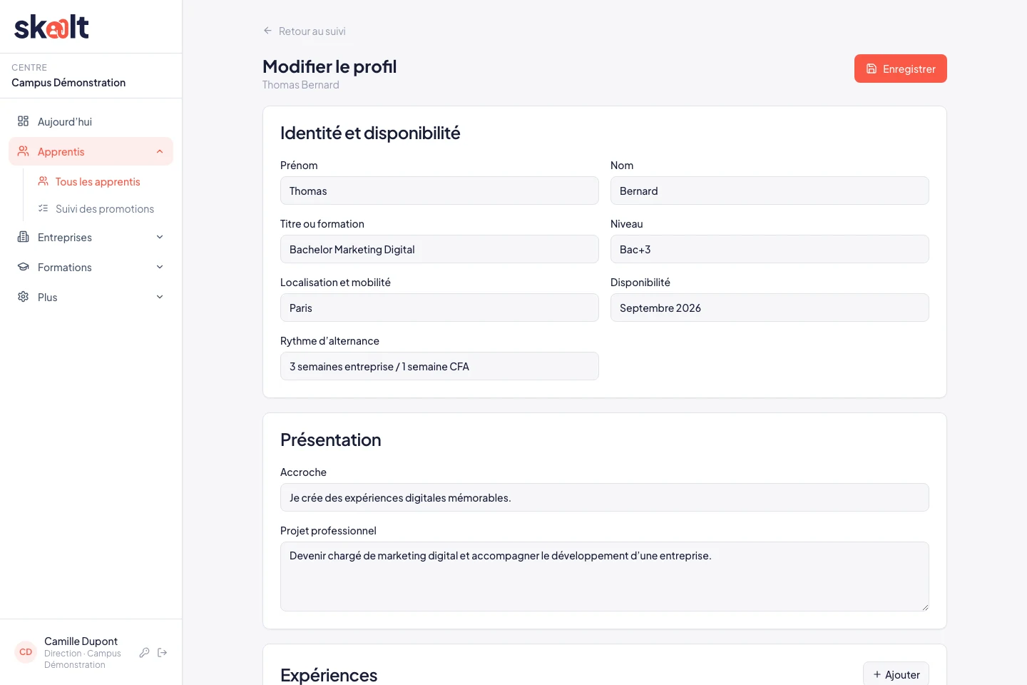 Profil alternant dans Skalt